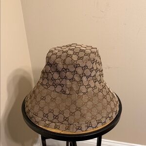 Gucci Beige Monogram Bucket Hat